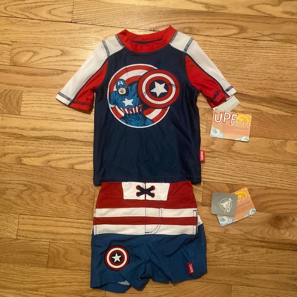 🚀NWT🚀 Disney Captain America boys swimwear sz 2T